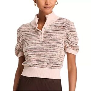 BOGO! 525 America Shelby Ombre Mock Neck Cotton Sweater Pink Medium